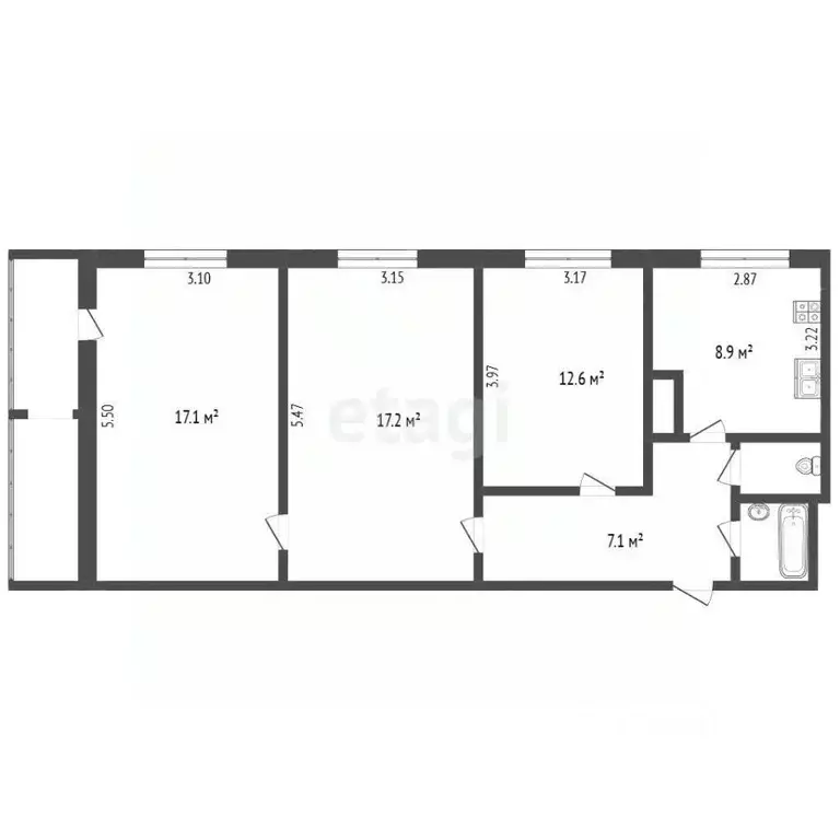 3-к кв. Ямало-Ненецкий АО, Новый Уренгой Молодежная ул., 13 (68.5 м) - Фото 2