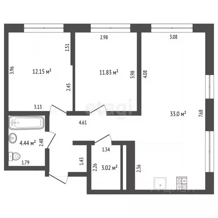 2-к кв. Тюменская область, Тюмень Харьковская ул., 72А (62.2 м) - Фото 2