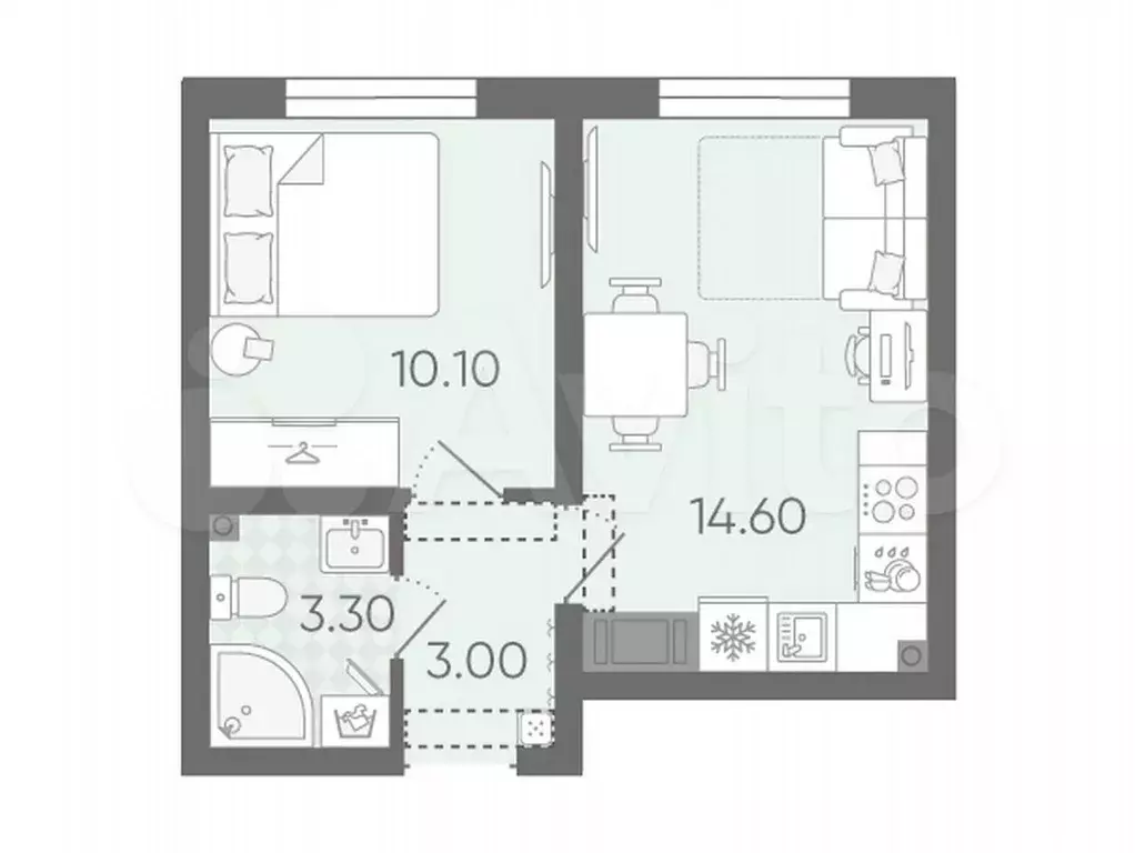 1-к. квартира, 31 м, 3/21 эт. - Фото 0