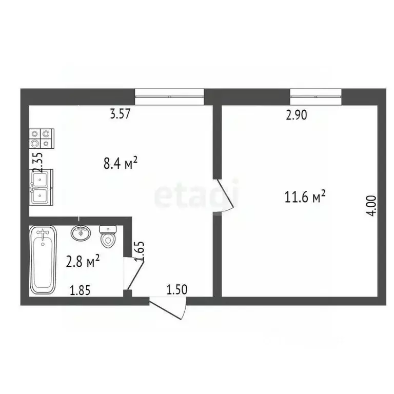 1-к кв. Краснодарский край, Новороссийск ул. Энгельса, 55 (25.1 м) - Фото 1