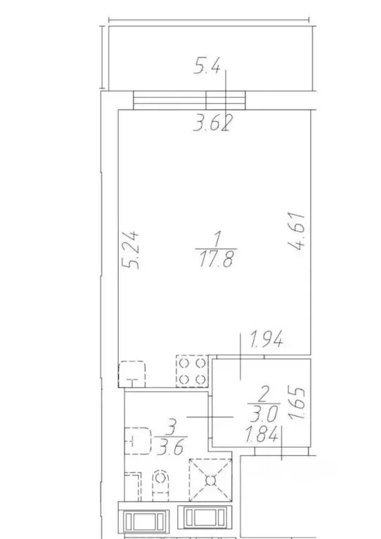 Студия Санкт-Петербург 1-й Предпортовый проезд, 1 (24.49 м) - Фото 2