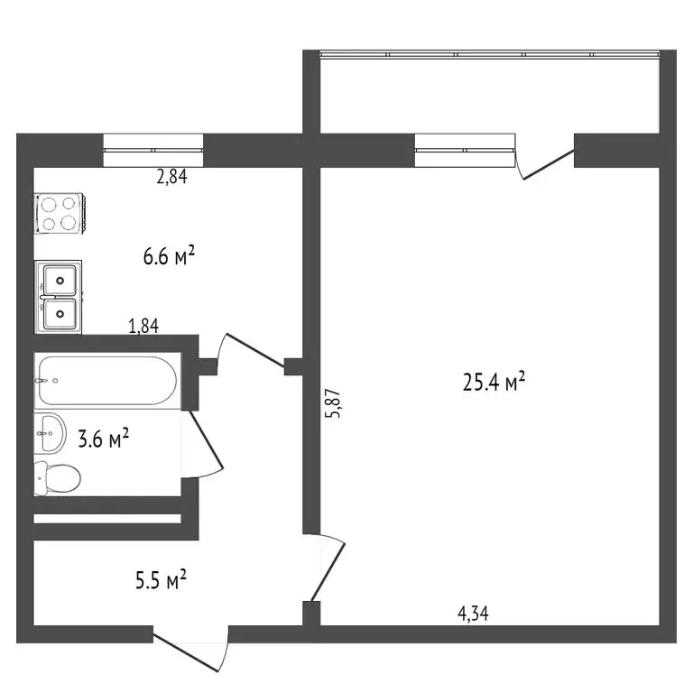 1-комнатная квартира: Тобольск, 9-й микрорайон, 20 (41.3 м) - Фото 0