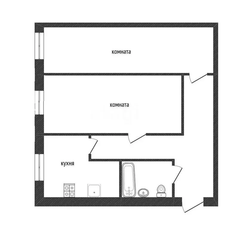 2-комнатная квартира: Кириши, улица Мира, 23 (42.7 м) - Фото 1