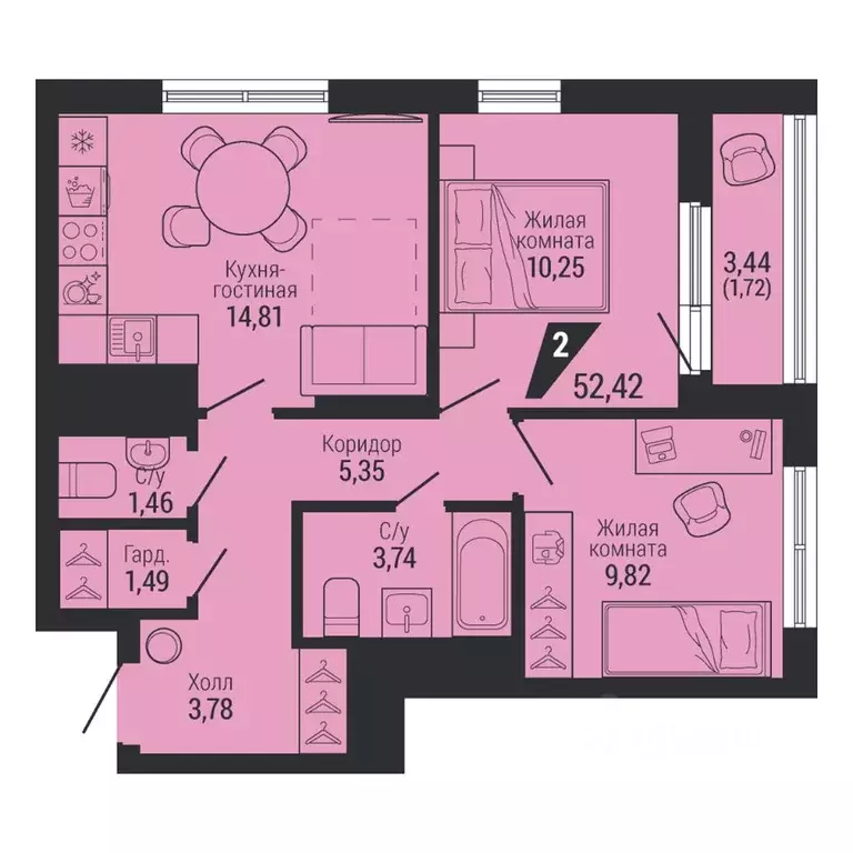 2-к кв. Свердловская область, Екатеринбург ул. Красных Командиров, 80 ... - Фото 2