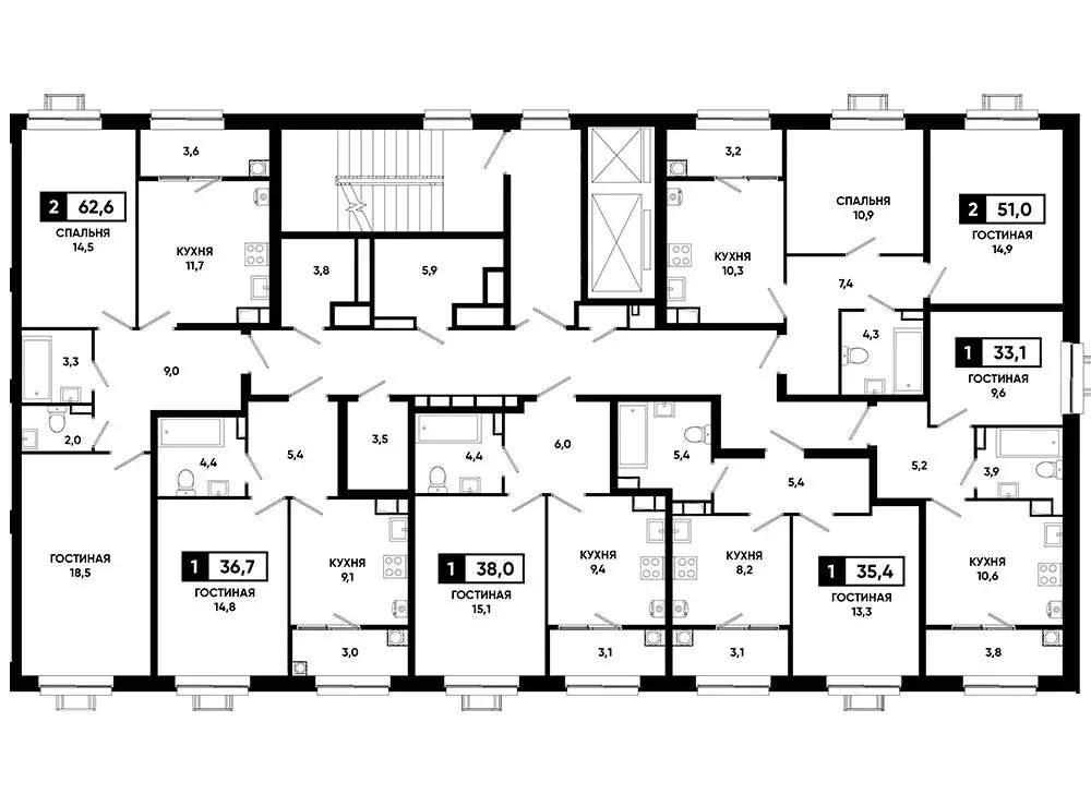 2-к кв. Ставропольский край, Ставрополь просп. Российский, 16 (62.9 м) - Фото 2