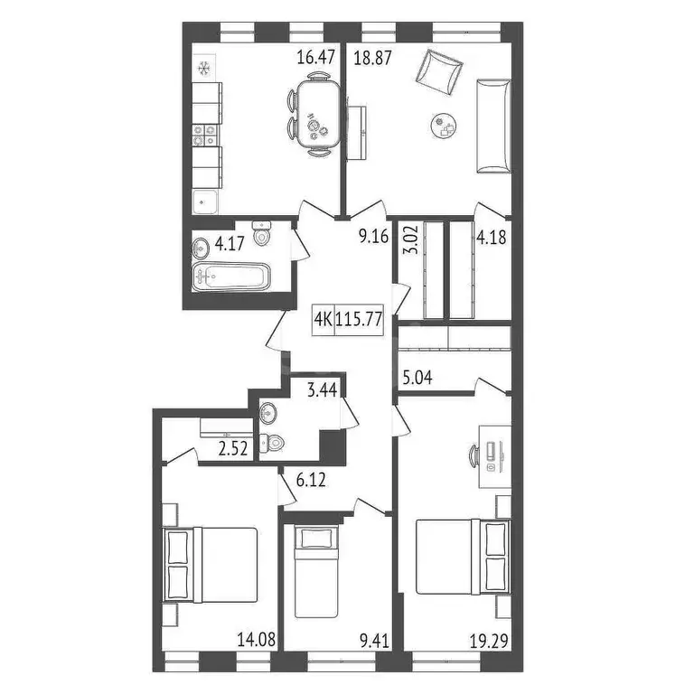 Продаётся 4-к квартира, 116.59 м - Фото 0