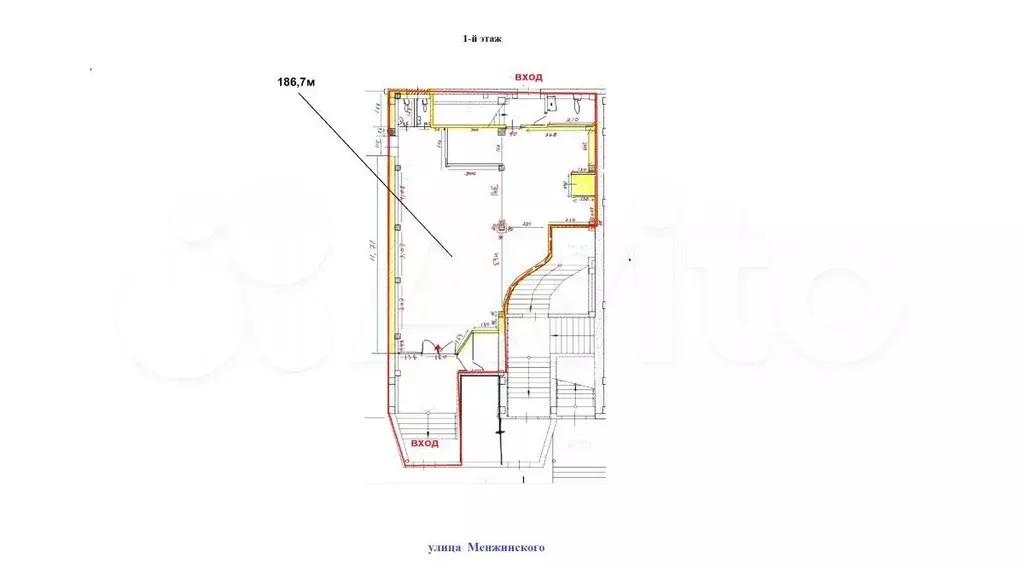 186.7 м, 1-й этаж, 1-я линия, отдельный вход - Фото 0