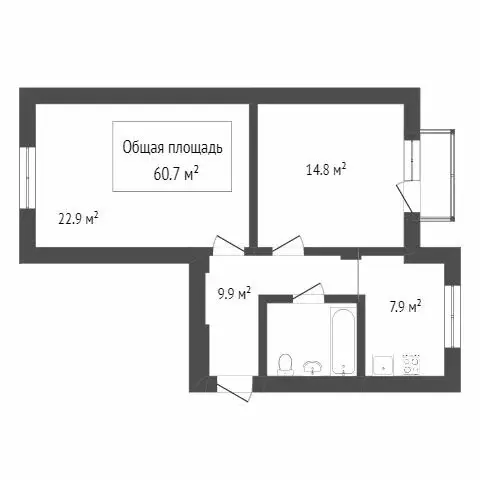 1к в 2-комнатной квартире (25.6 м) - Фото 0