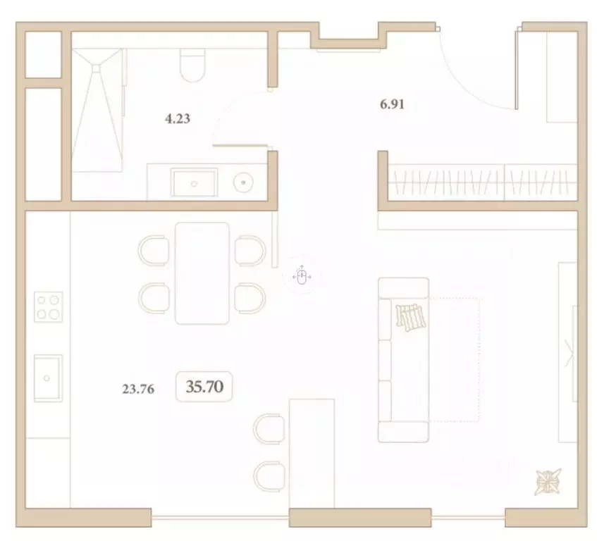 Студия Краснодарский край, Анапа ул. Толстого, 26 (35.7 м) - Фото 2