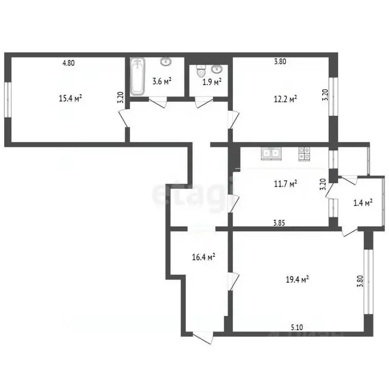3-к кв. Крым, Евпатория ул. 9 Мая, 45А (80.6 м) - Фото 2