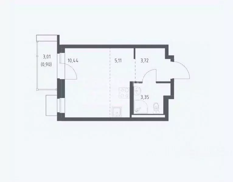 Студия Москва д. Большое Свинорье, ш. Боровское, 62к6 (23.5 м) - Фото 2