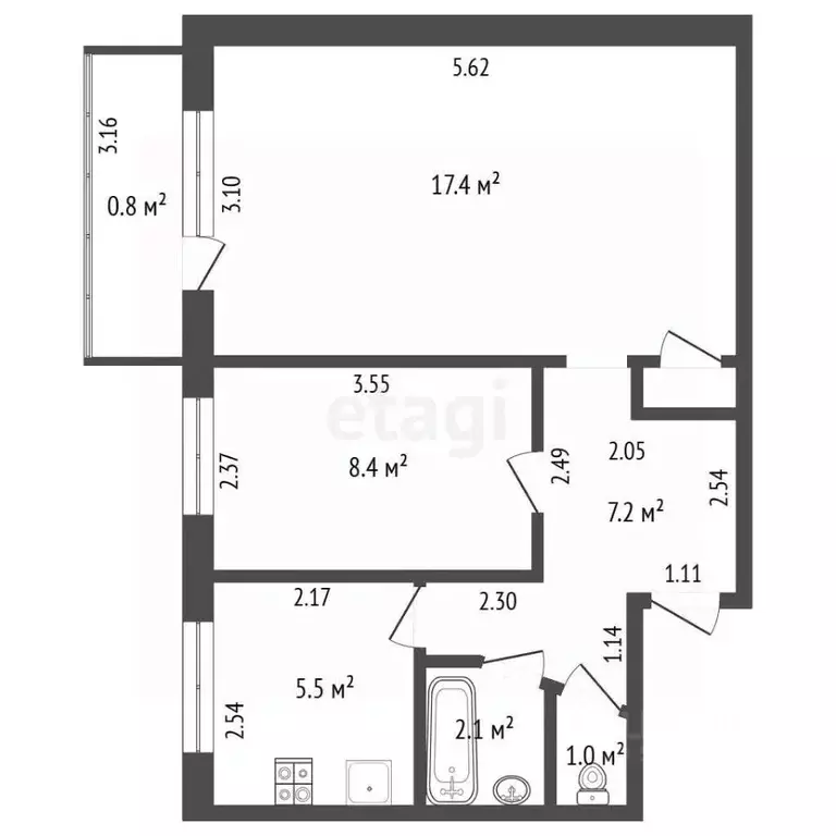 2-к кв. Забайкальский край, Чита Северный мкр, 5 (42.4 м) - Фото 1