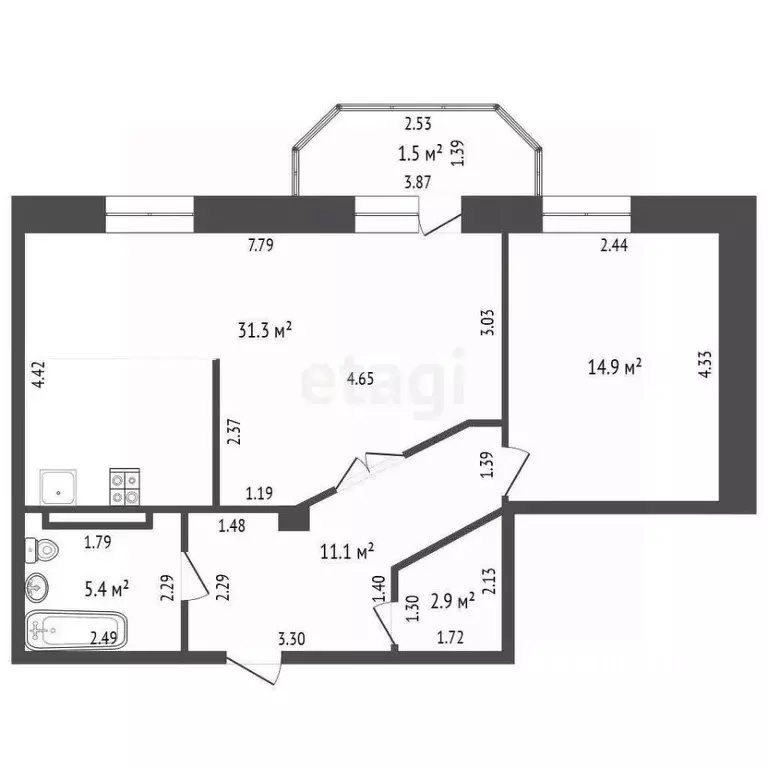 2-к кв. Забайкальский край, Чита ул. Шилова, 43 (65.6 м) - Фото 1