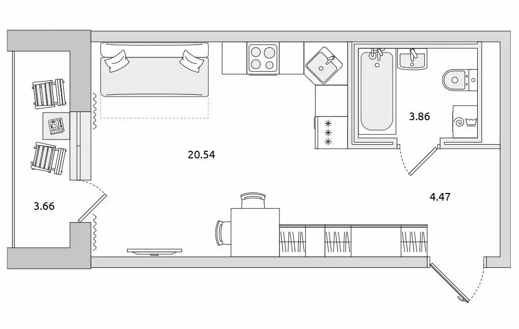 Квартира-студия: Бугры, Тихая улица, 5к3 (28.87 м) - Фото 0