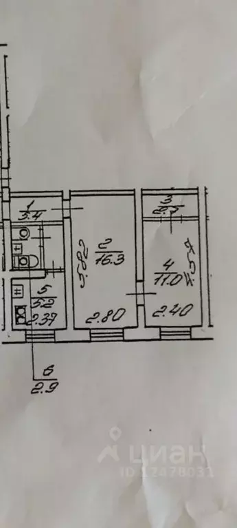 2-к кв. Санкт-Петербург ул. Танкиста Хрустицкого, 104 (44.0 м) - Фото 1