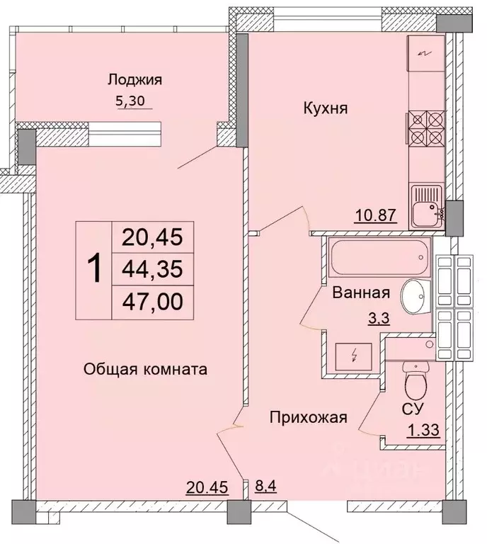 1-к кв. Белгородская область, Старый Оскол Степной мкр, 33Е (47.0 м) - Фото 0