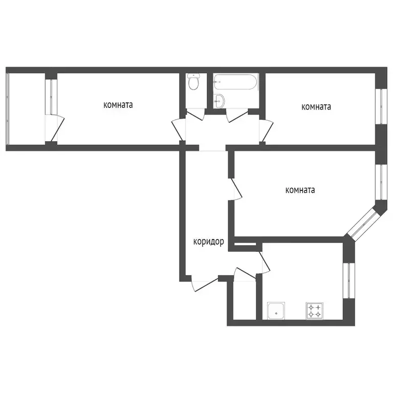 Квартира, 3 комнаты, 70 м - Фото 0