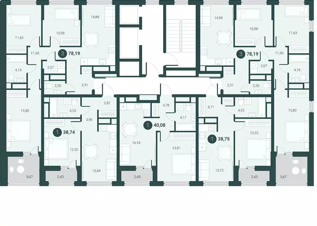 1-к кв. Тюменская область, Тюмень ул. Андрея Приказнова, 1 (38.74 м) - Фото 2