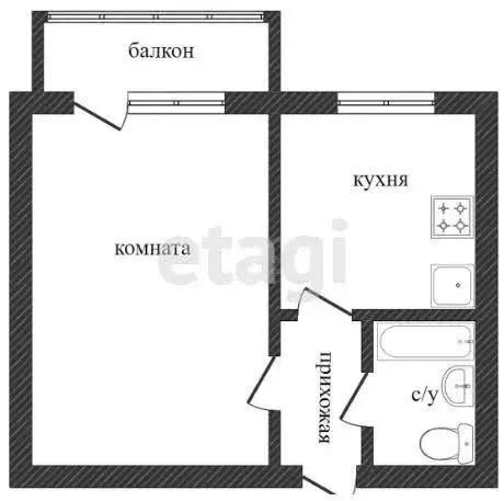 Квартира, 1 комната, 29.4 м - Фото 1