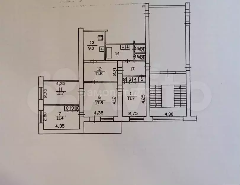 4-к. квартира, 89,2 м, 2/5 эт. - Фото 0