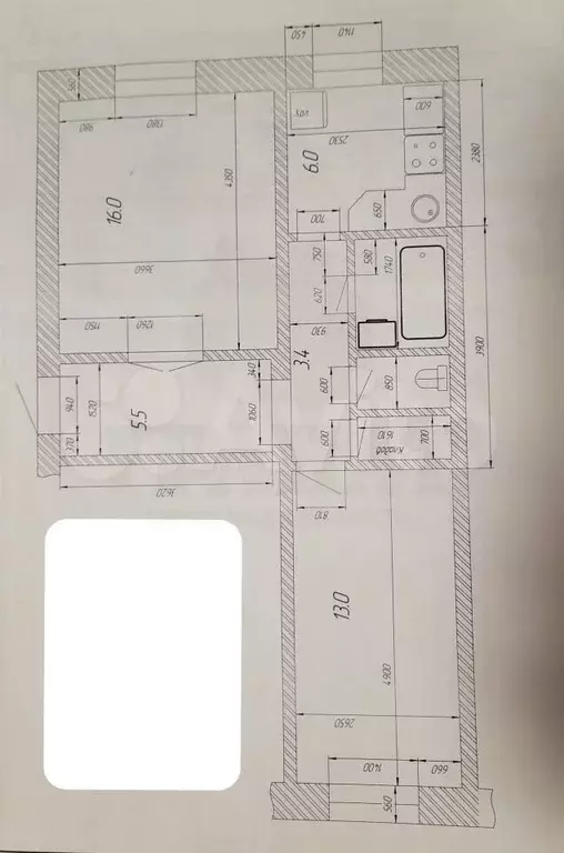 2-к. квартира, 48,4 м, 1/2 эт. - Фото 0