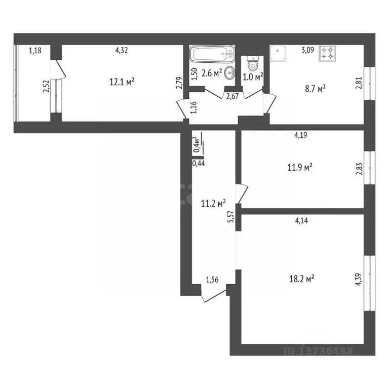 3-к кв. Амурская область, Зея ул. 40 лет Победы, 6 (66.0 м) - Фото 2