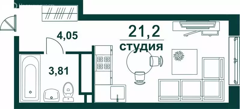Квартира-студия: Ульяновск, улица Аблукова, 22 (21.2 м) - Фото 1
