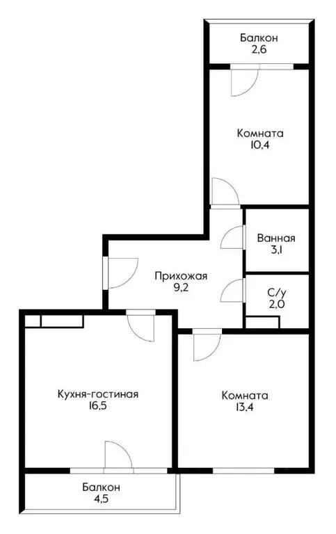 2-к кв. Краснодарский край, Краснодар ул. Домбайская, 55 (62.0 м) - Фото 2