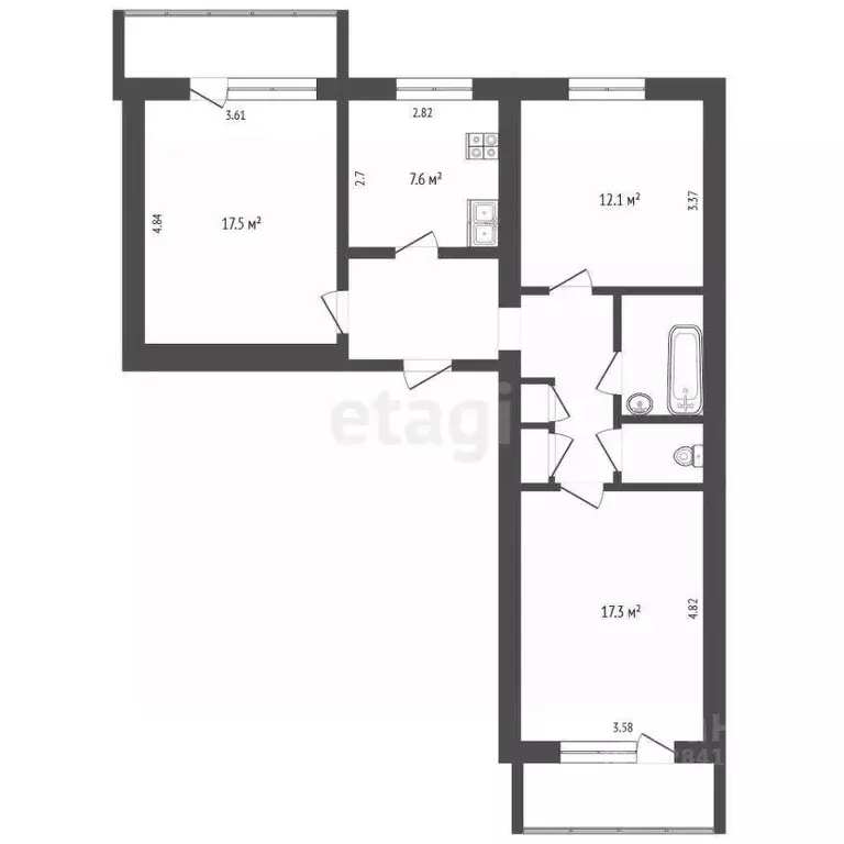 3-к кв. Вологодская область, Великий Устюг ул. Шумилова, 15 (69.2 м) - Фото 2