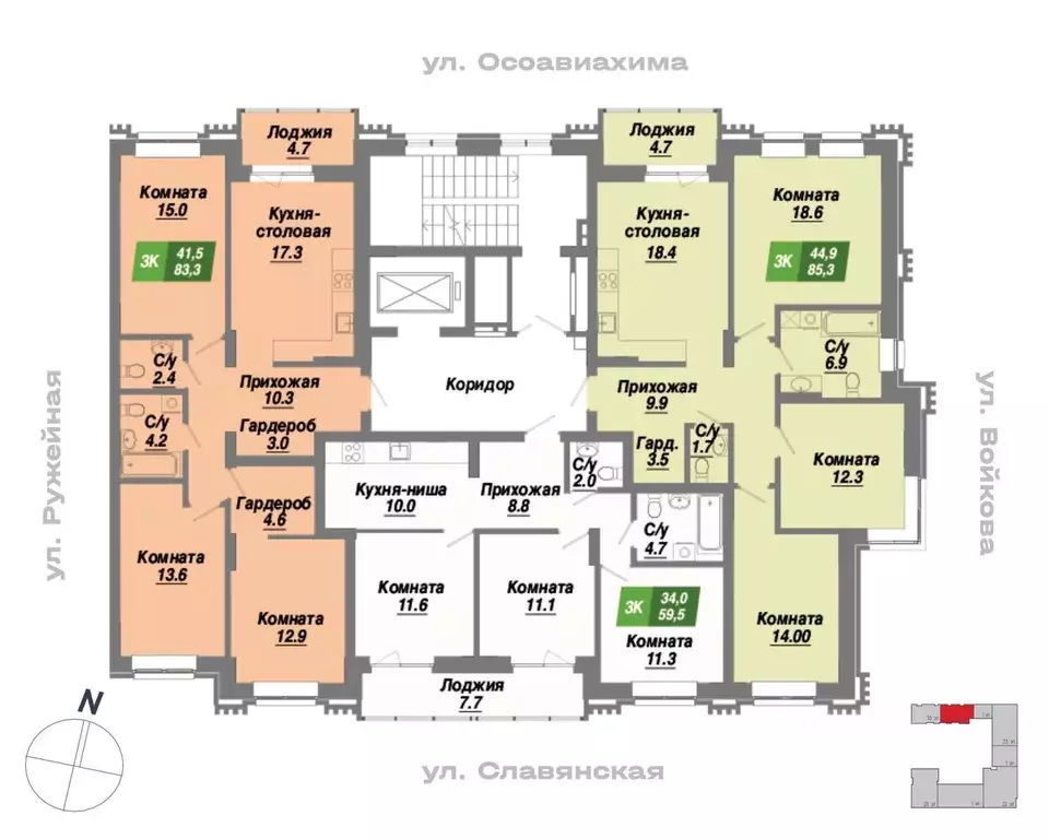 3-к кв. Новосибирская область, Новосибирск Калининский квартал жилой ... - Фото 1