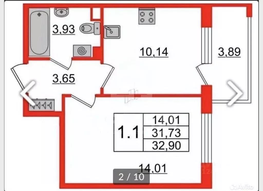 1-к кв. Санкт-Петербург ул. Ивана Куликова, 12 (35.0 м) - Фото 1