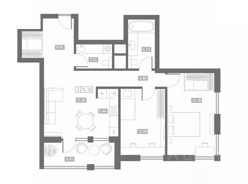 2-к кв. Ростовская область, Ростов-на-Дону Проявление клубный дом,  ... - Фото 1