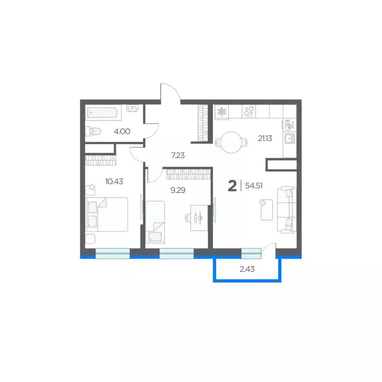 2-к кв. Рязанская область, Рязанский муниципальный округ, с. Дядьково ... - Фото 1