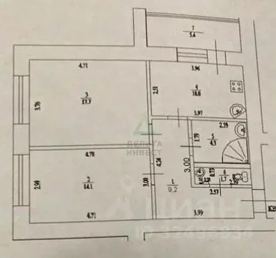 2-к кв. Башкортостан, Уфа ул. Менделеева, 227 (59.7 м) - Фото 1