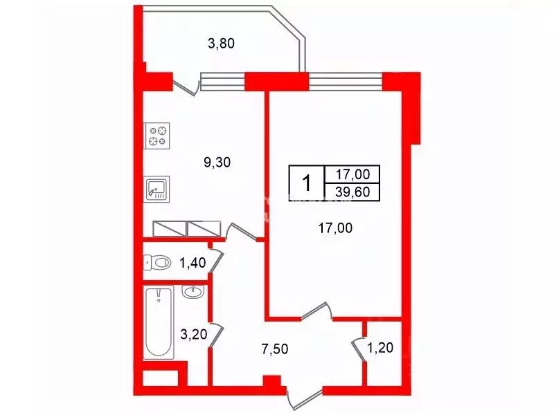 1-к кв. Санкт-Петербург Туристская ул., 24/42 (39.6 м) - Фото 2
