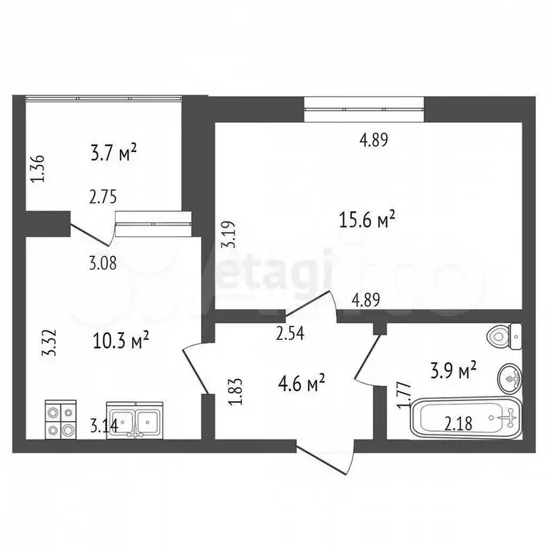 2-к. квартира, 56,1 м, 5/9 эт. - Фото 0