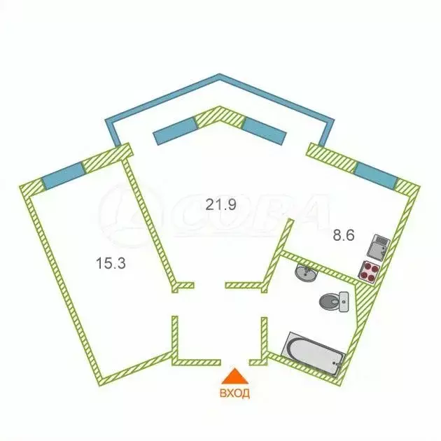 2-к кв. Ханты-Мансийский АО, Сургут просп. Ленина, 58 (60.0 м) - Фото 1