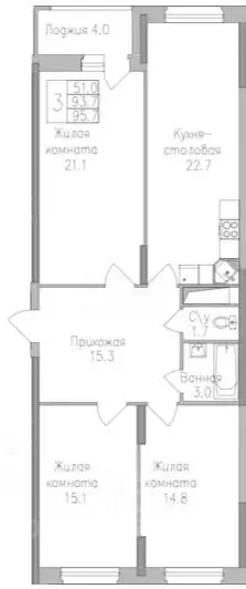 3-к кв. Липецкая область, Липецк ул. Тельмана, 1 (95.7 м) - Фото 2