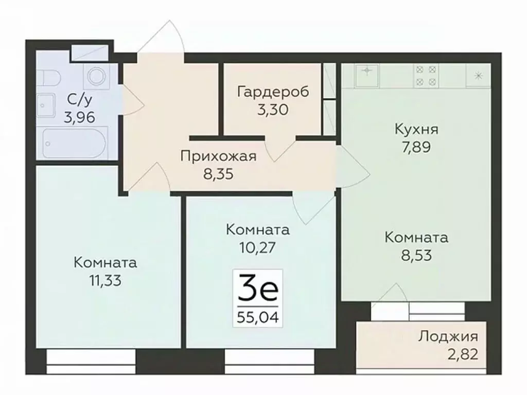 3-к кв. Воронежская область, Воронеж ул. Матросова, 64А (55.04 м) - Фото 0
