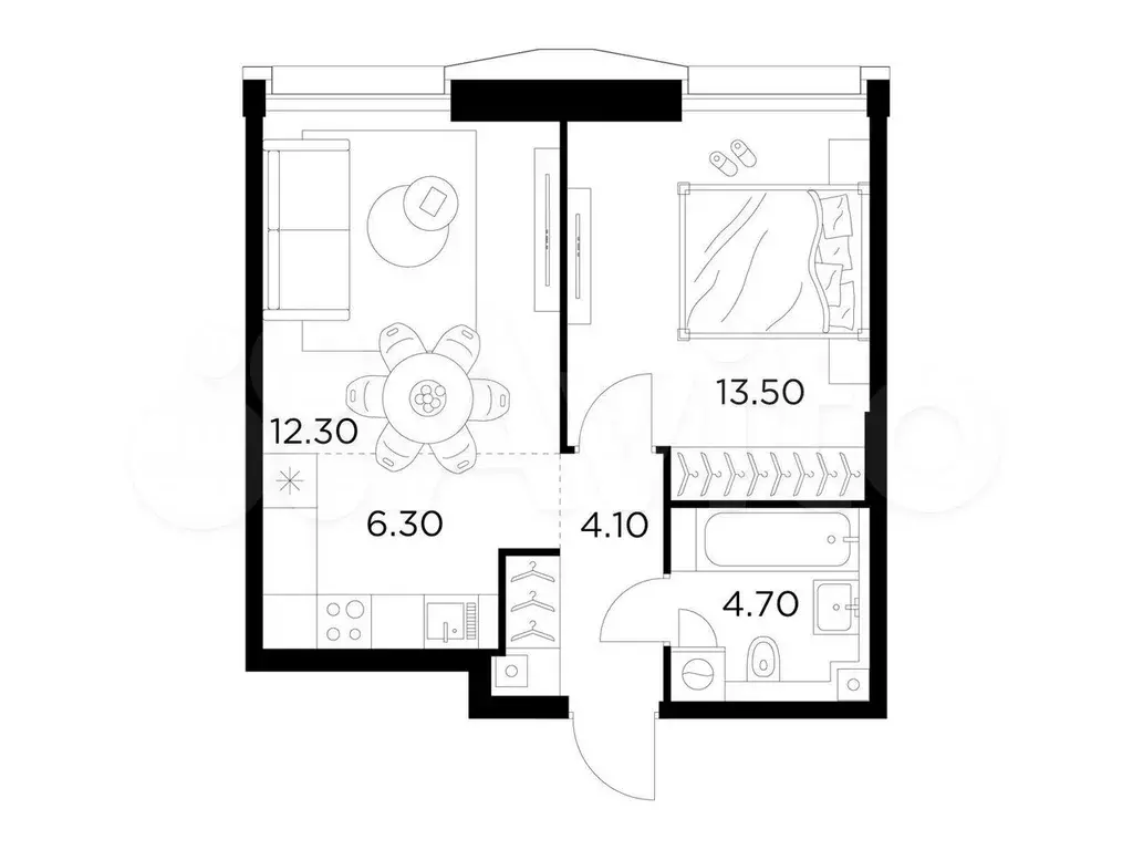 2-к. квартира, 40,9 м, 28/33 эт. - Фото 0