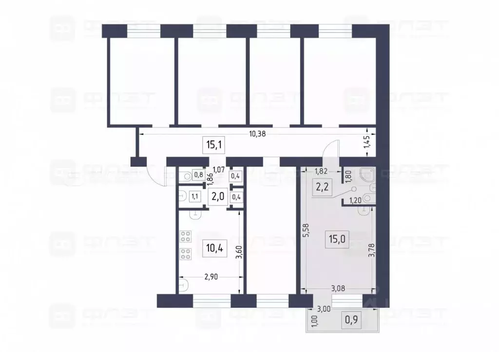 Комната Татарстан, Казань ул. Академика Кирпичникова, 27 (20.2 м) - Фото 1