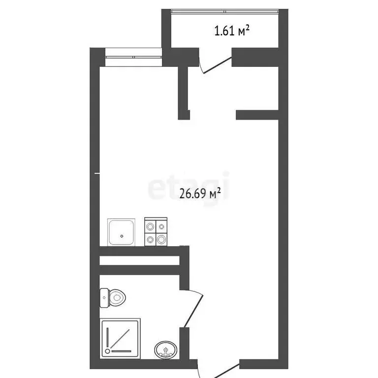 Квартира-студия: Патрушева, улица Петра Ершова, 10 (26.3 м) - Фото 0
