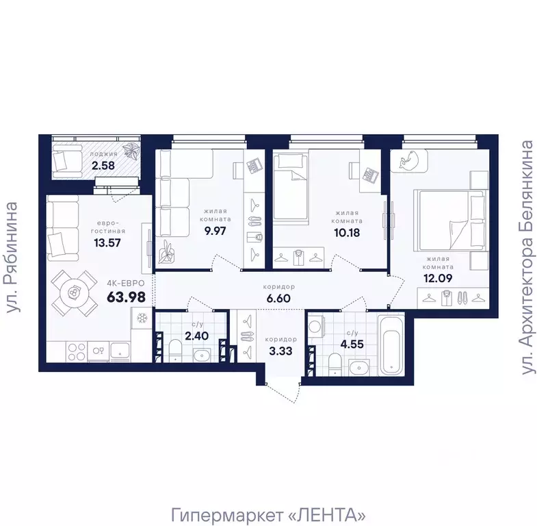 3-к кв. Свердловская область, Екатеринбург Академический мкр, ... - Фото 2
