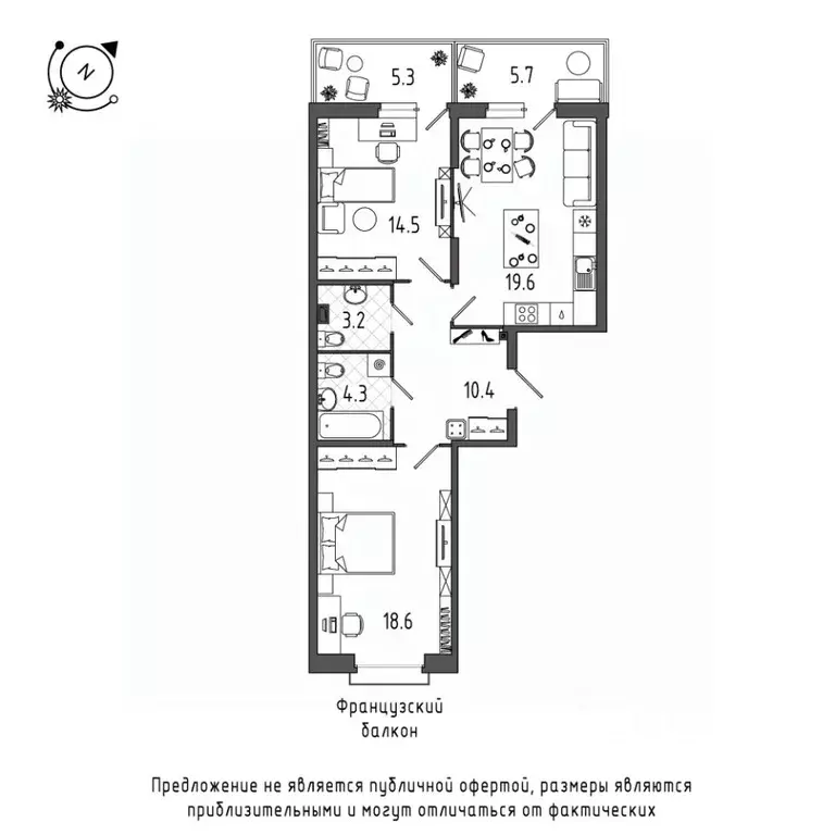 2-к кв. Санкт-Петербург Лиговский просп., 287 (74.0 м) - Фото 0