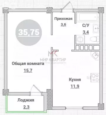 1-комнатная квартира: Кызыл, Иркутская улица, 10/2 (35.75 м) - Фото 1