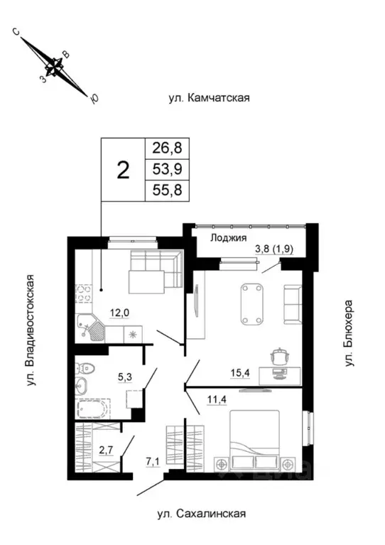 2-к кв. Свердловская область, Екатеринбург ул. Кронштадтская (55.8 м) - Фото 1