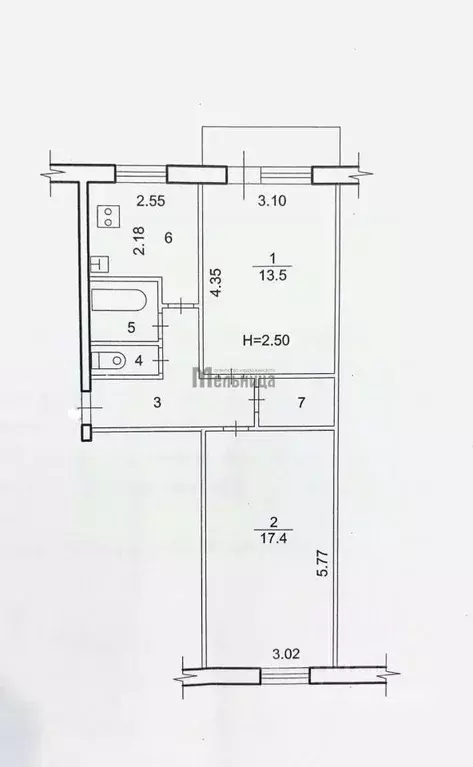 2-к кв. Волгоградская область, Волгоград ул. Баумана, 4 (48.0 м) - Фото 1