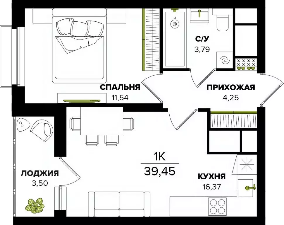 1-к кв. Тульская область, Тула  (39.45 м) - Фото 0