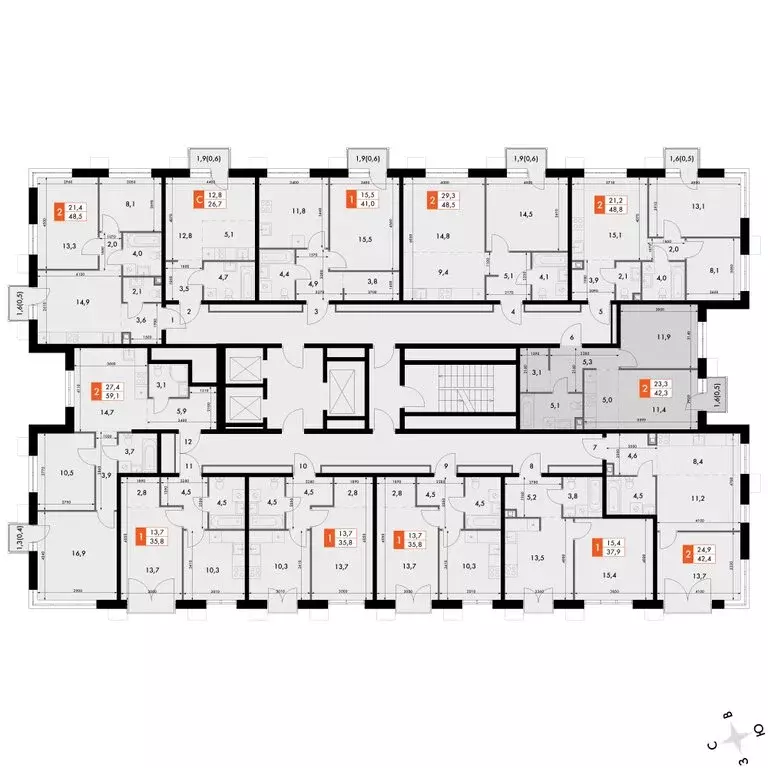 2-комнатная квартира: Владивосток, ЖК Флагман (42.3 м) - Фото 1