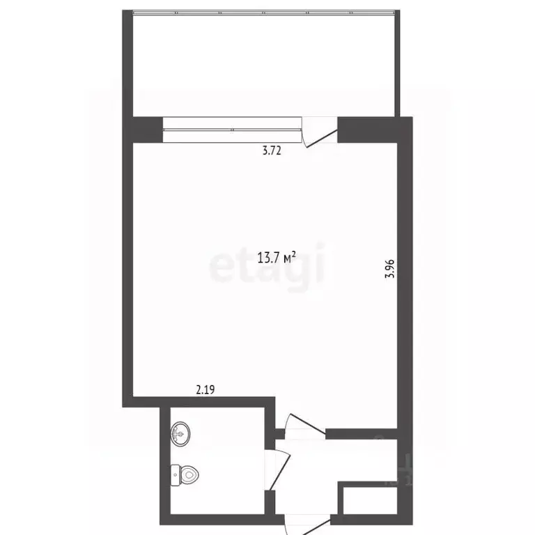 Студия Тюменская область, Тюмень ул. Мельникайте, 63 (12.9 м) - Фото 2